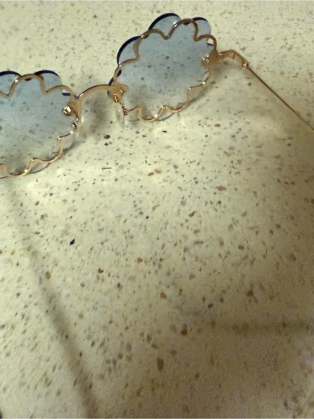 Fashion Nova Scalloped Round Sunglasses - Gold Frame with Light Blue Lenses